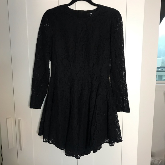 H&M black lace long sleeve dress size 8 - Picture 2 of 8